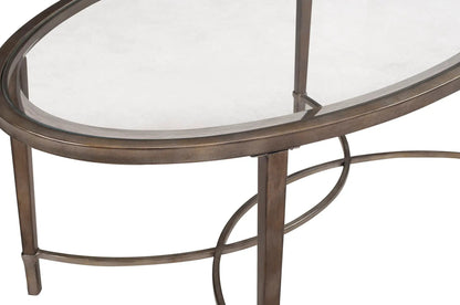 Copia Oval End Table Antiqued Silver Crafted
