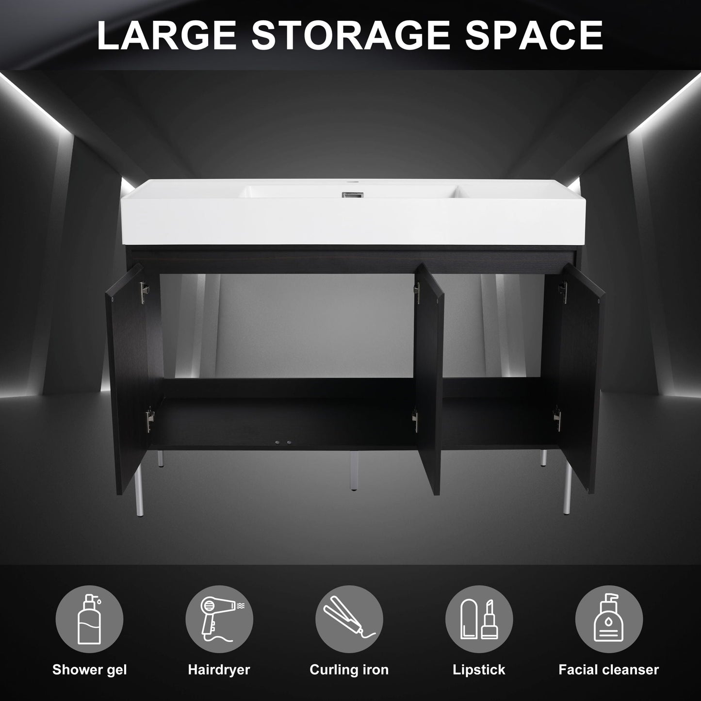 HouseOfZazla freestanding bathroom vanity with white resin sink and dark wood storage cabinet on Tampa Home & Garden Store