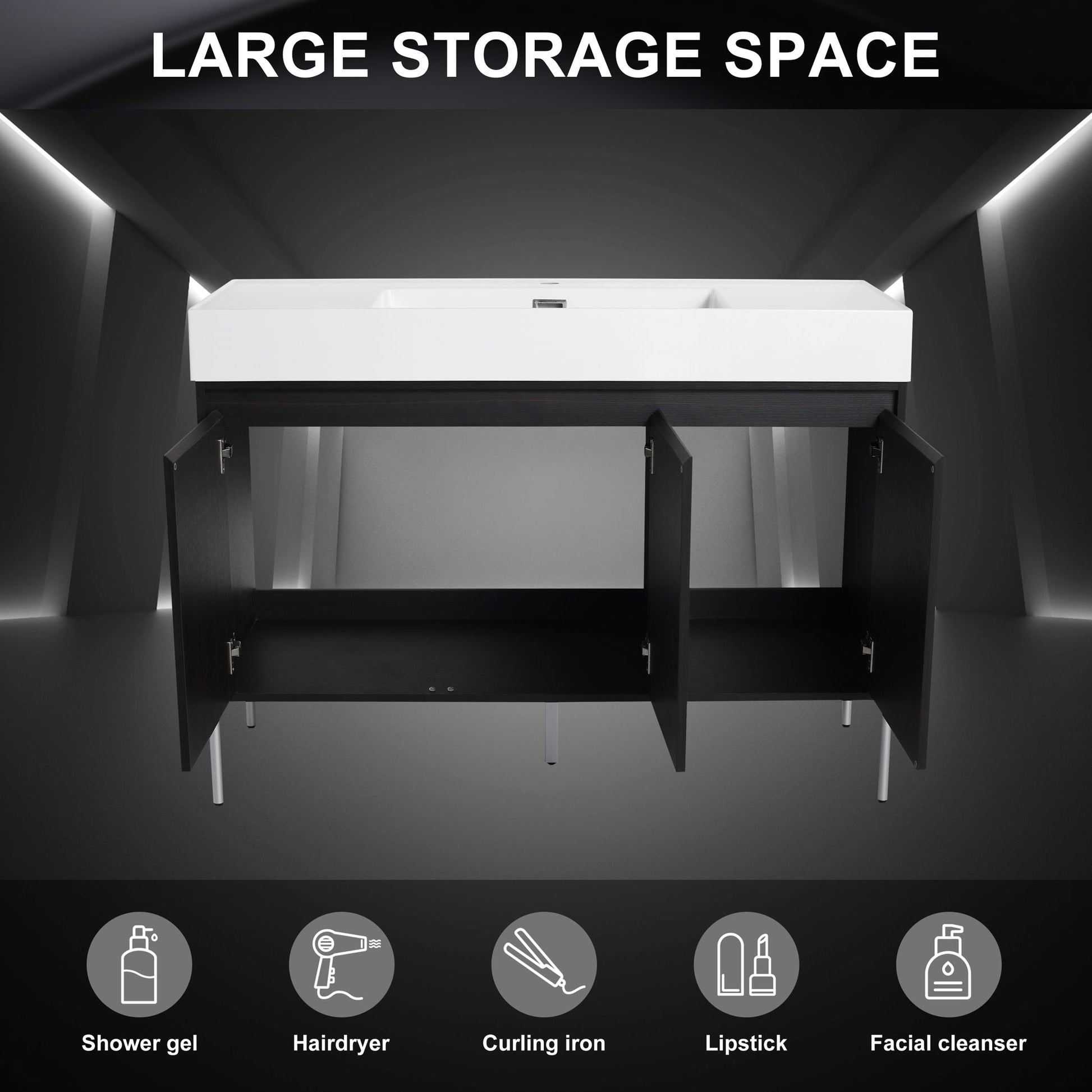 HouseOfZazla freestanding bathroom vanity with white resin sink and dark wood storage cabinet on Tampa Home & Garden Store