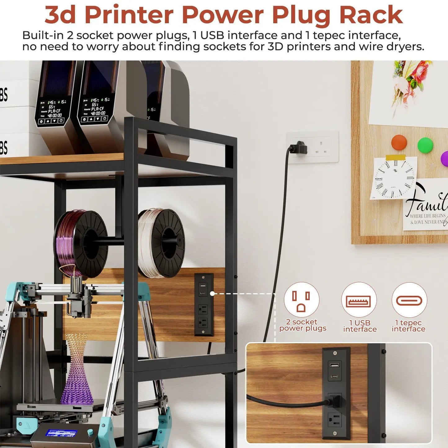 3D Printer Stand with Filament Storage Panel