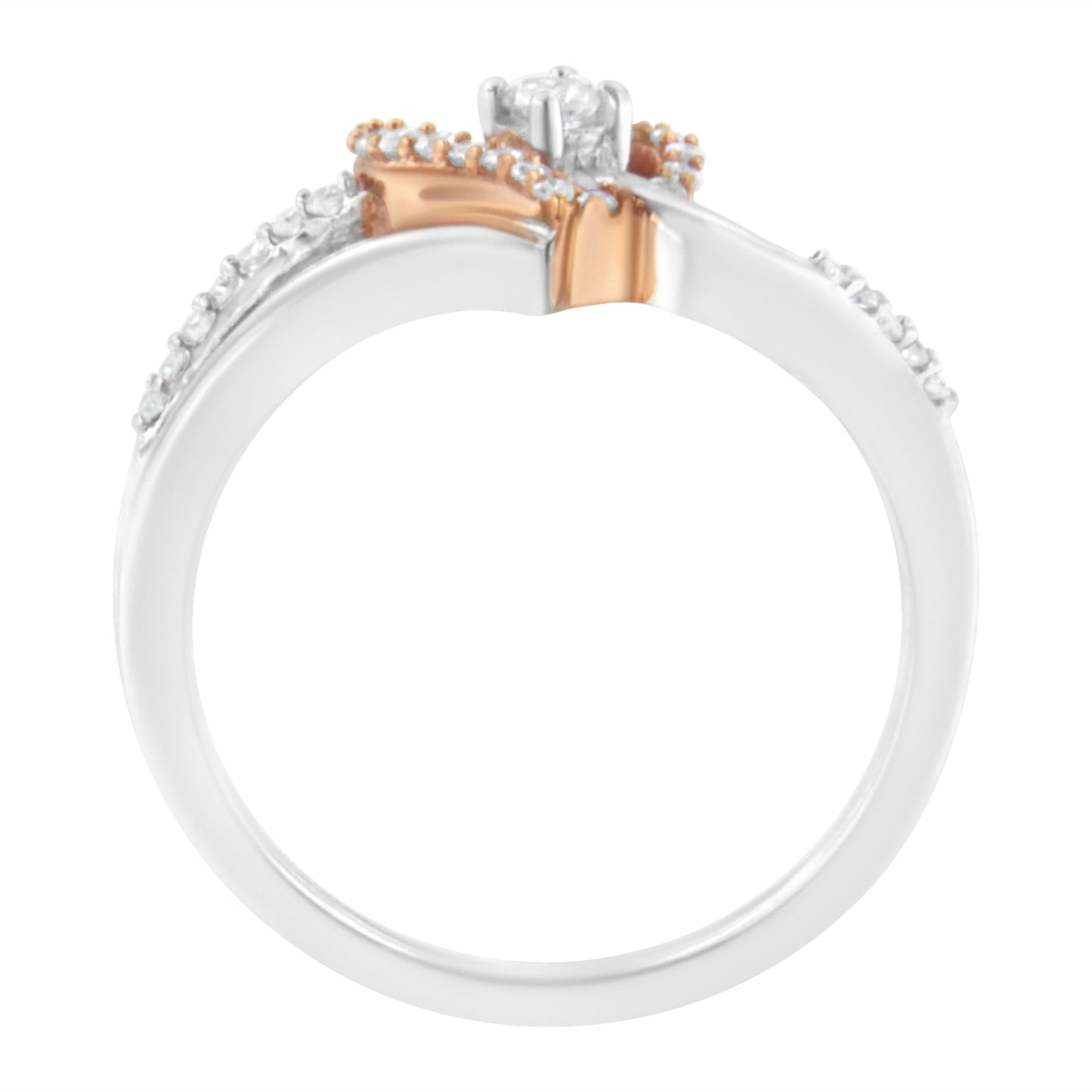 Open heart diamond ring in 10K rose gold over sterling silver, split shank I-J color I2-I3 on Tampa Home & Garden Store