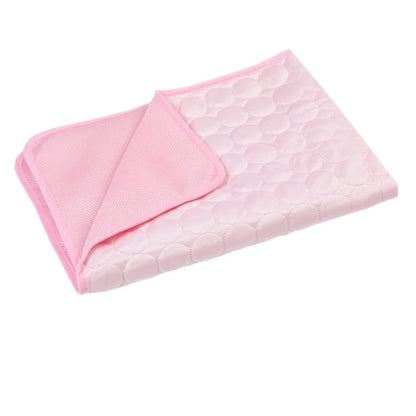 Pink dog cooling mat, quilted ice-silk pad for kennels and cars, breathable non-toxic on Tampa Home & Garden Store