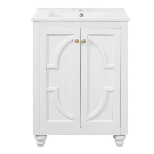 Bathroom vanity with elliptical motif doors, 2-door soft-close hinges Unique Piece Furniture on Tampa Home & Garden Store