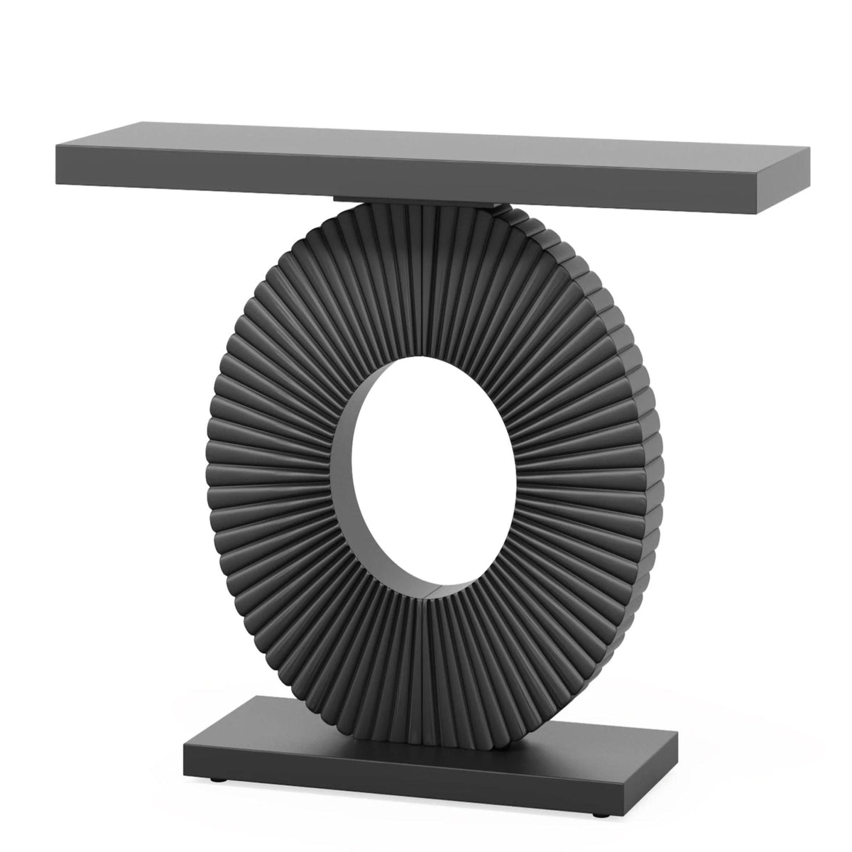 Modern console table with sculptural ring-base in black and gray top by HouseOfZazla on Tampa Home & Garden Store