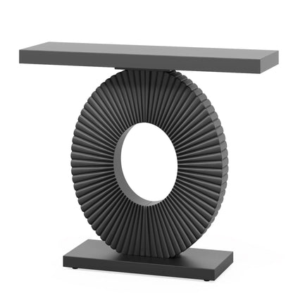 Modern console table with sculptural ring-base in black and gray top by HouseOfZazla on Tampa Home & Garden Store