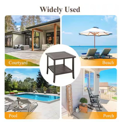 Square 2 Tier Rust Resistant Outdoor Side Table