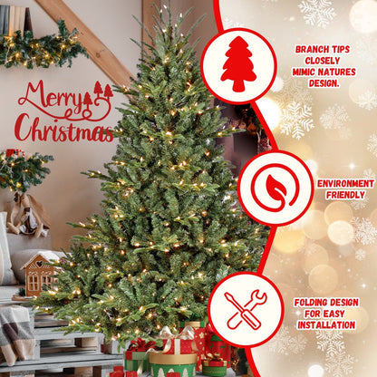 5FT The Full-Bodied Pre-Lit Evergreen Christmas Tree by HouseOfZazla with warm white LED lights on Tampa Home & Garden Store
