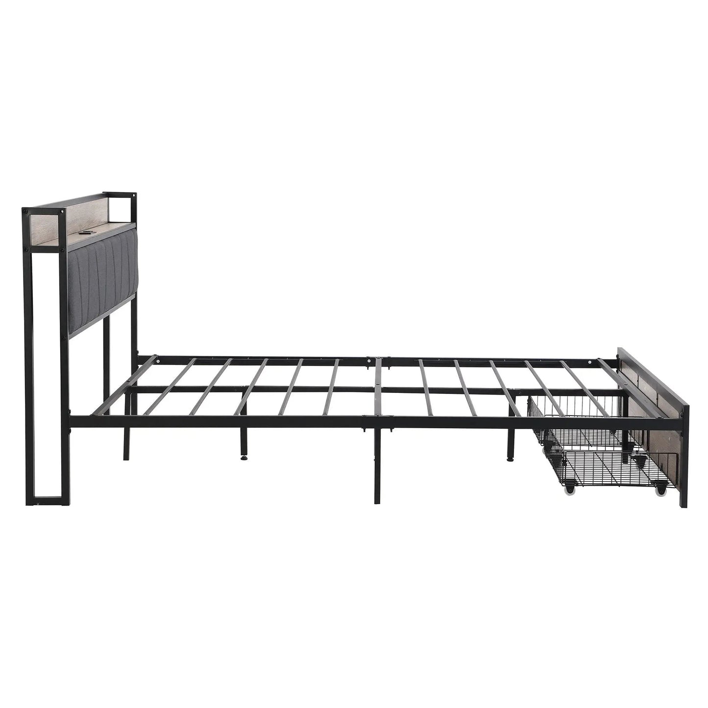 Led Bed Frame With Usb Charging and Storage