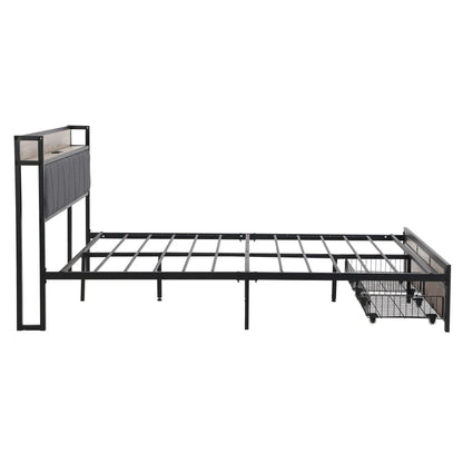 Led Bed Frame With Usb Charging and Storage