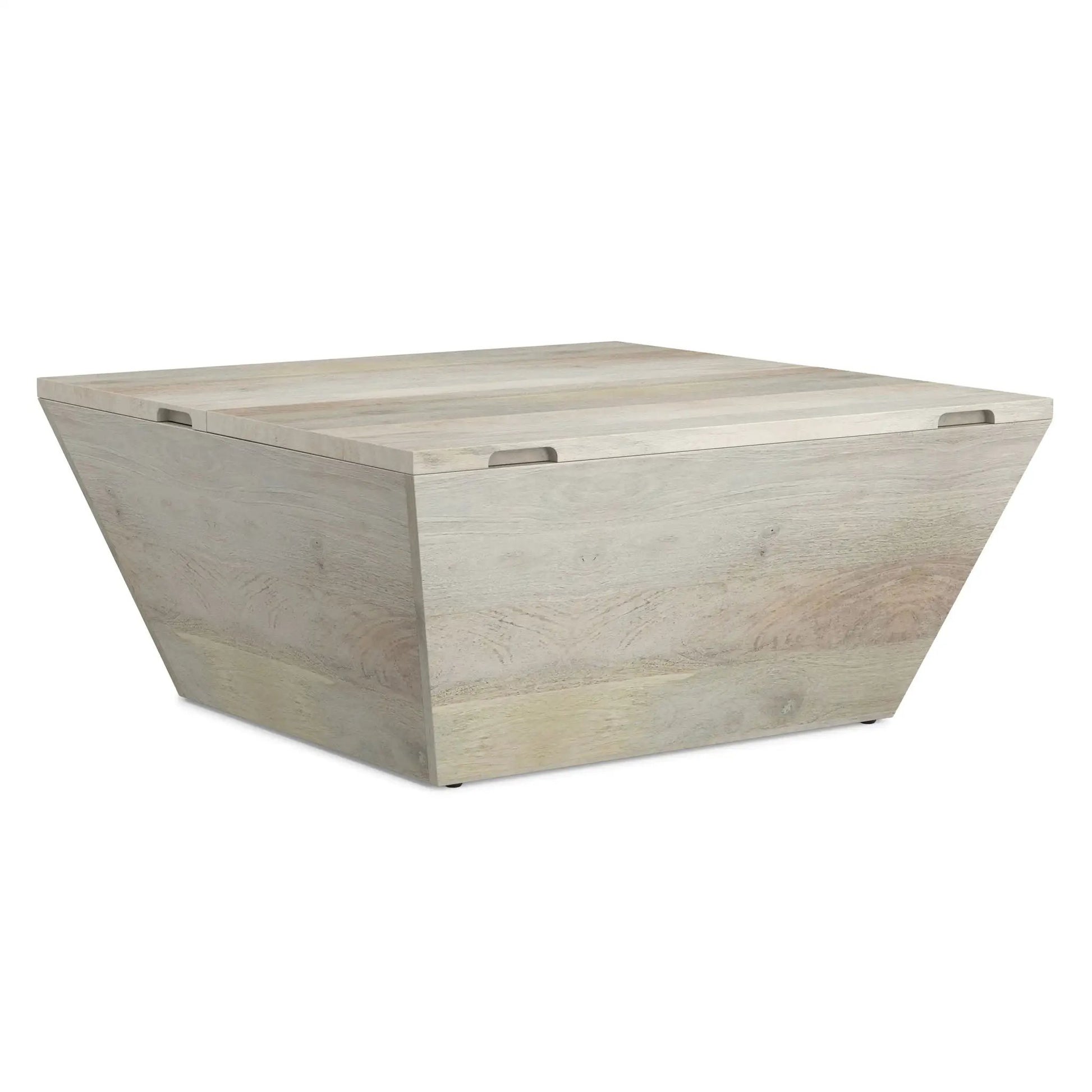 Abba handcrafted coffee table by Unique Piece Furniture in lightwashed wood with storage on Tampa Home & Garden Store