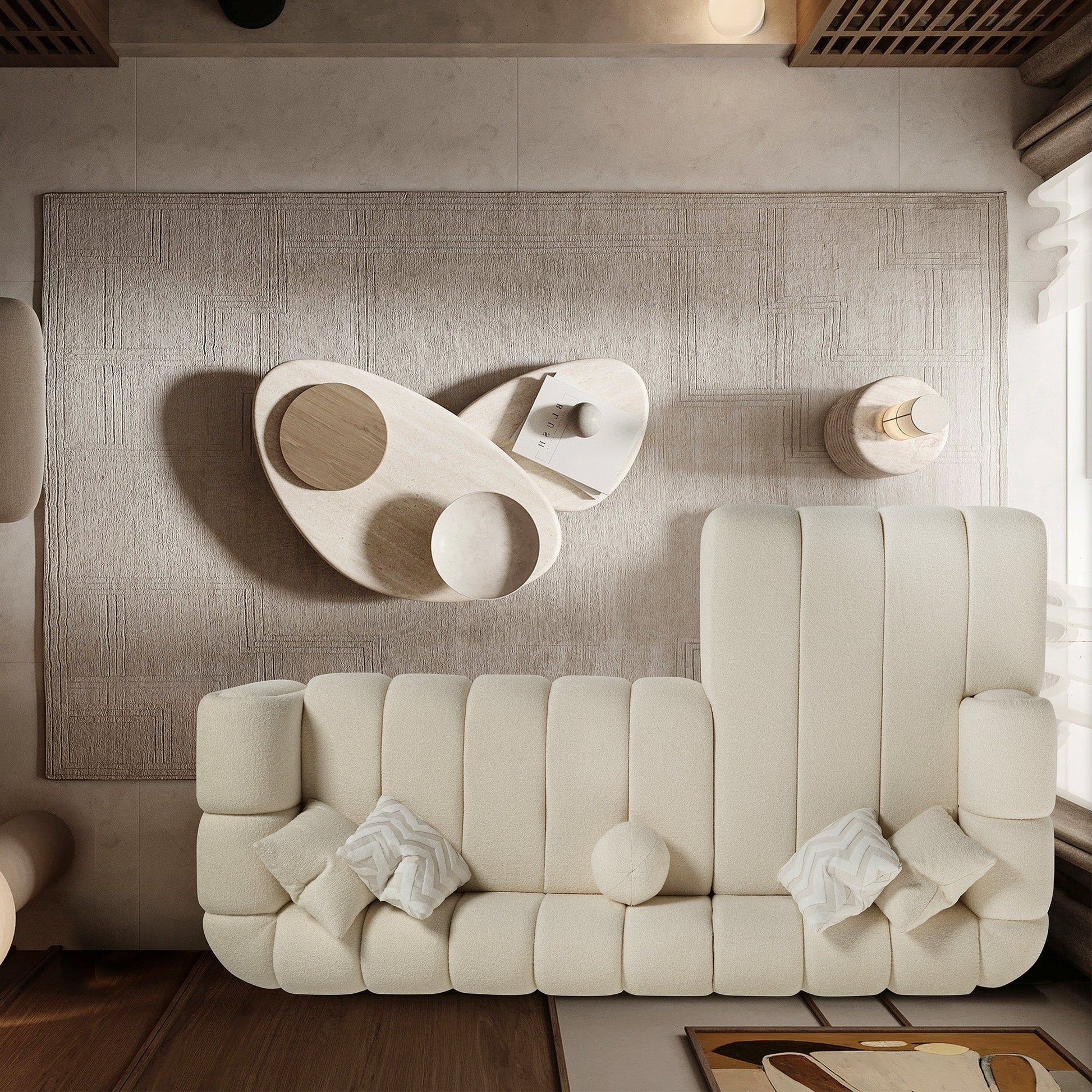 Beatrice ivory modern tufted right sectional sofa by HouseOfZazla on Tampa Home & Garden Store