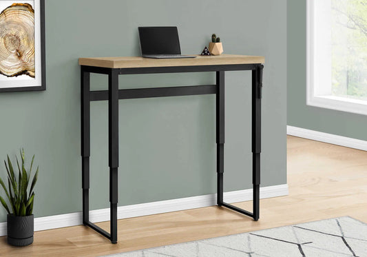 Computer desk standing adjustable wood top with black metal frame laptop setup on Tampa Home & Garden Store
