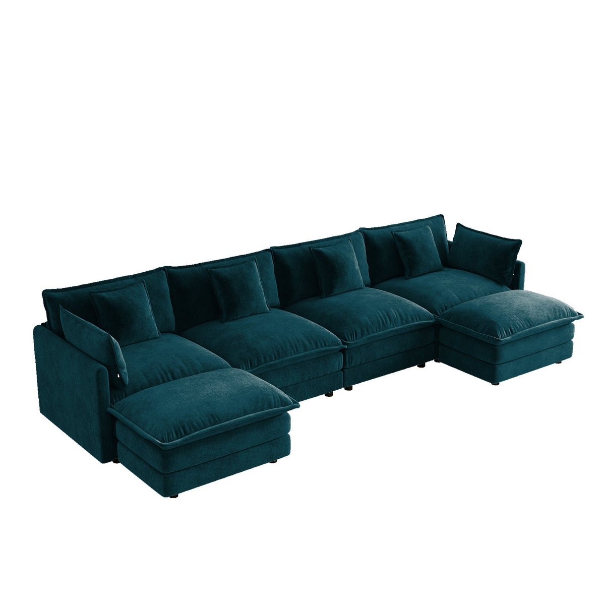Oversized U Shape Chenille Sofa and Ottoman