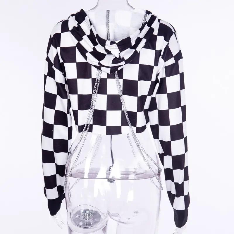 Dark Design Cool Blouse Women's Sweater with black-and-white checker hoodie by FLIPSTYLEZLLC on Tampa Home & Garden Store