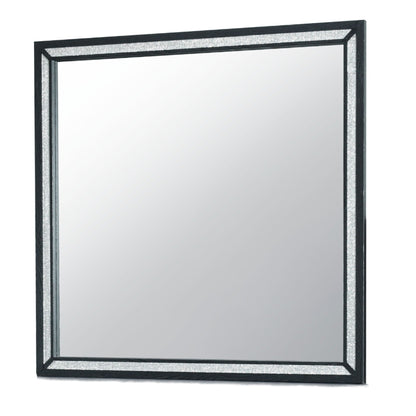 Black modern wall mirror Carlos, large-scale with textured silver trim by HouseOfZazla on Tampa Home & Garden Store