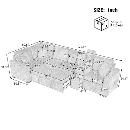 Modular Lshape sleeper sectional sofa bed with cupholders and storage by Unique Piece Furniture on Tampa Home & Garden Store
