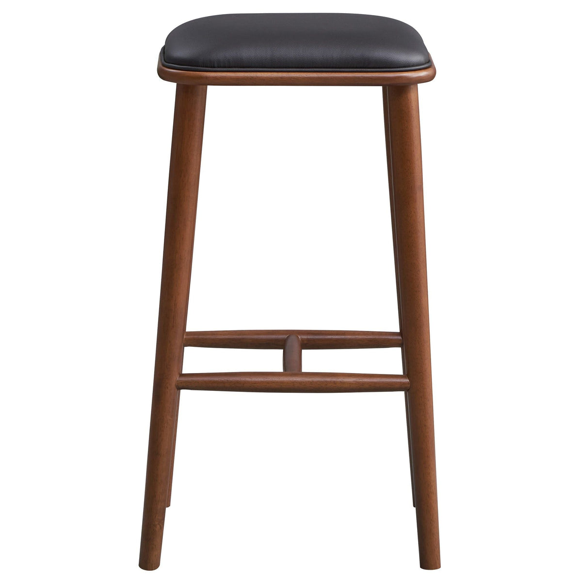 Bar height stool with black upholstered seat and natural wood legs by HouseOfZazla on Tampa Home & Garden Store