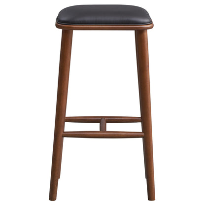 Bar height stool with black upholstered seat and natural wood legs by HouseOfZazla on Tampa Home & Garden Store