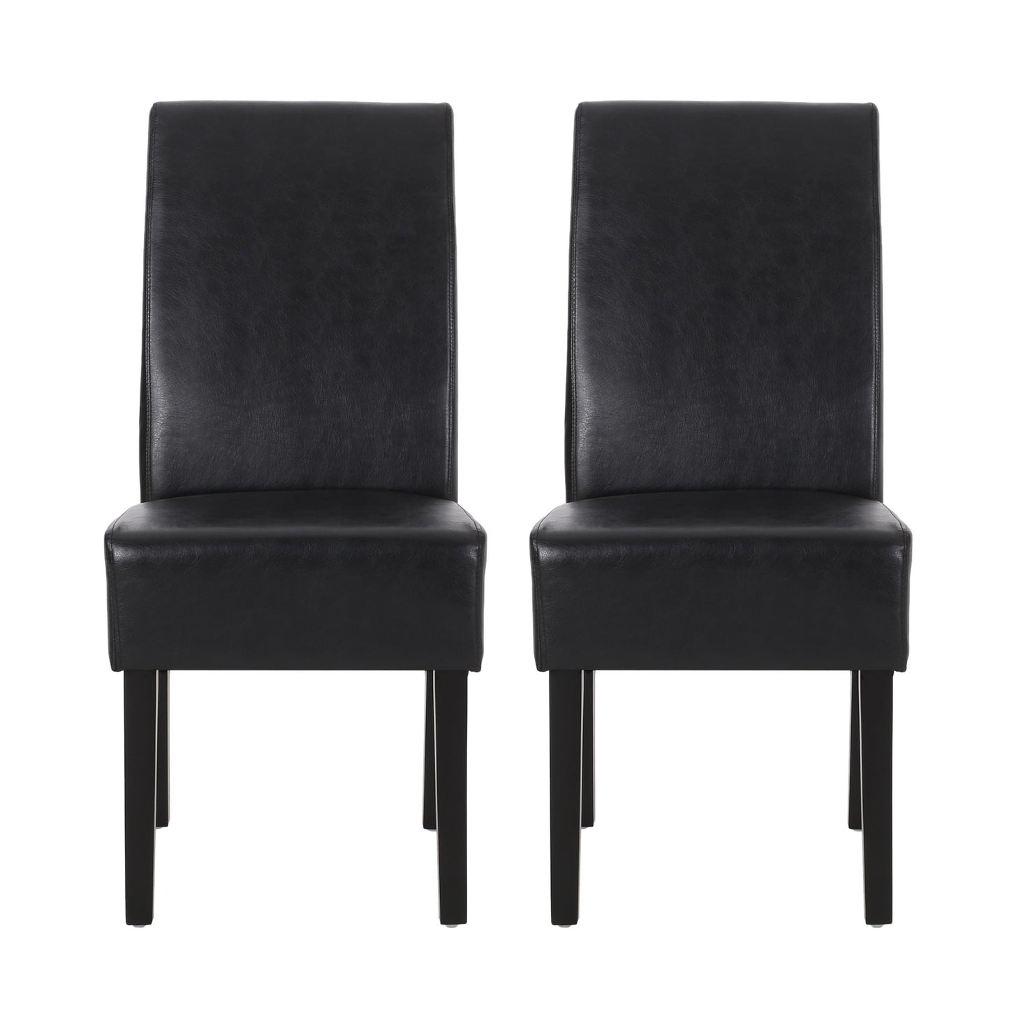 Contemporary dining chairs set of 2 in black faux leather with rubberwood legs on Tampa Home & Garden Store
