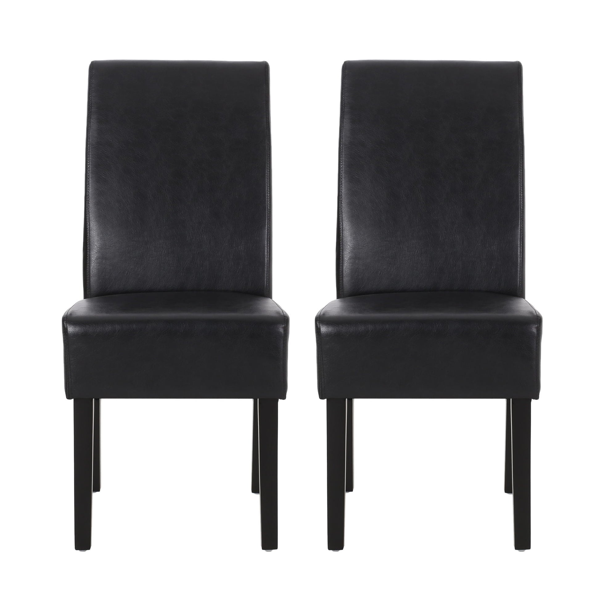 Contemporary dining chairs set of 2 in black faux leather with rubberwood legs on Tampa Home & Garden Store