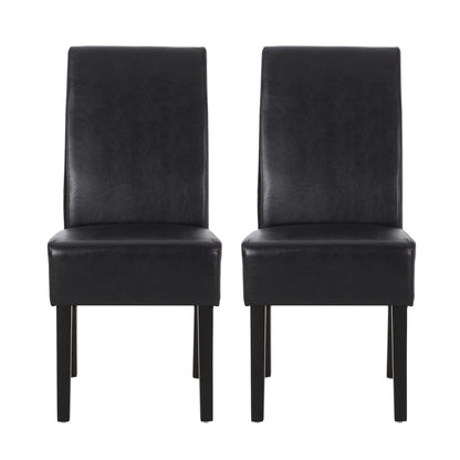 Contemporary dining chairs set of 2 in black faux leather with rubberwood legs on Tampa Home & Garden Store