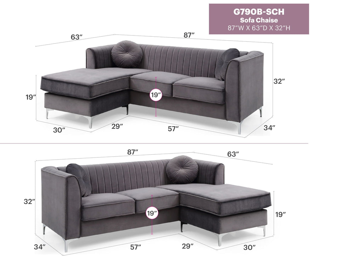 Delray Micro Suede Sofa and Chaise Lounger