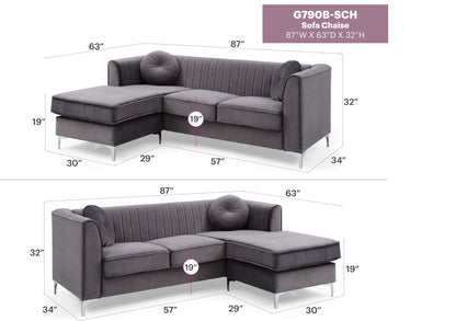 Delray Micro Suede Sofa and Chaise Lounger