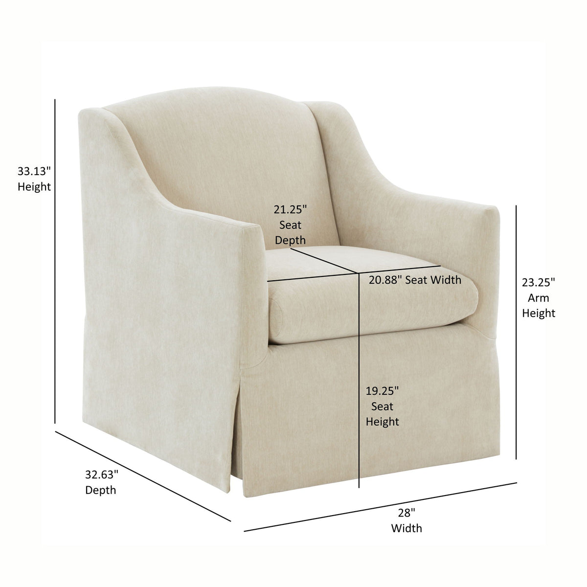 Skirted swivel accent chair beige fabric with 360° swivel base HouseOfZazla Swing Chair on Tampa Home & Garden Store