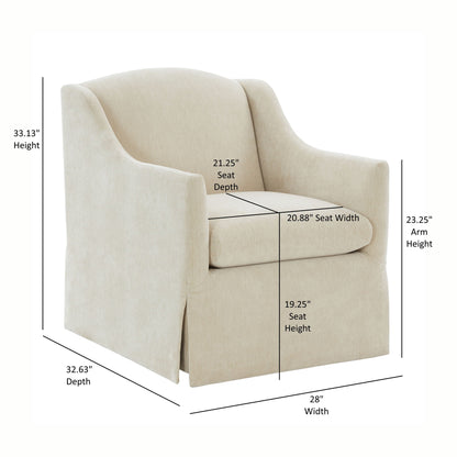 Skirted swivel accent chair beige fabric with 360° swivel base HouseOfZazla Swing Chair on Tampa Home & Garden Store
