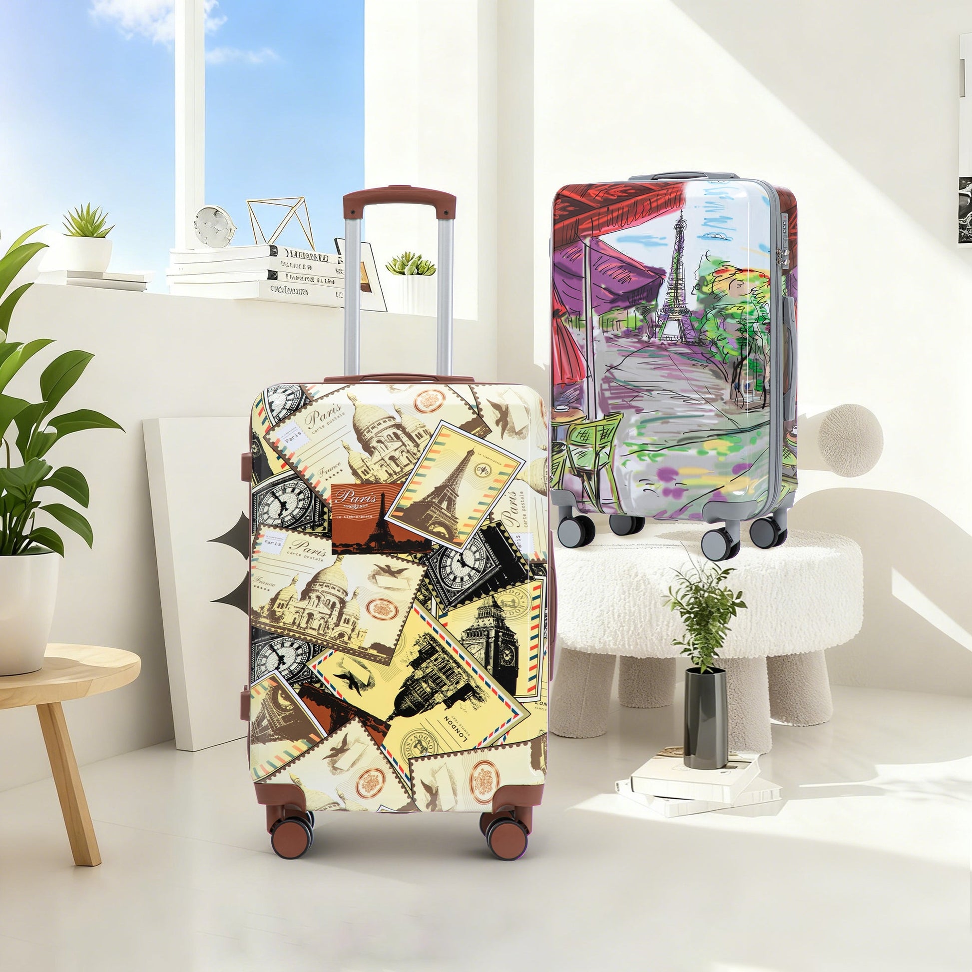 3-Piece PC Spinner Wheel Luggage Set in pastel prints by HouseOfZazla on Tampa Home & Garden Store
