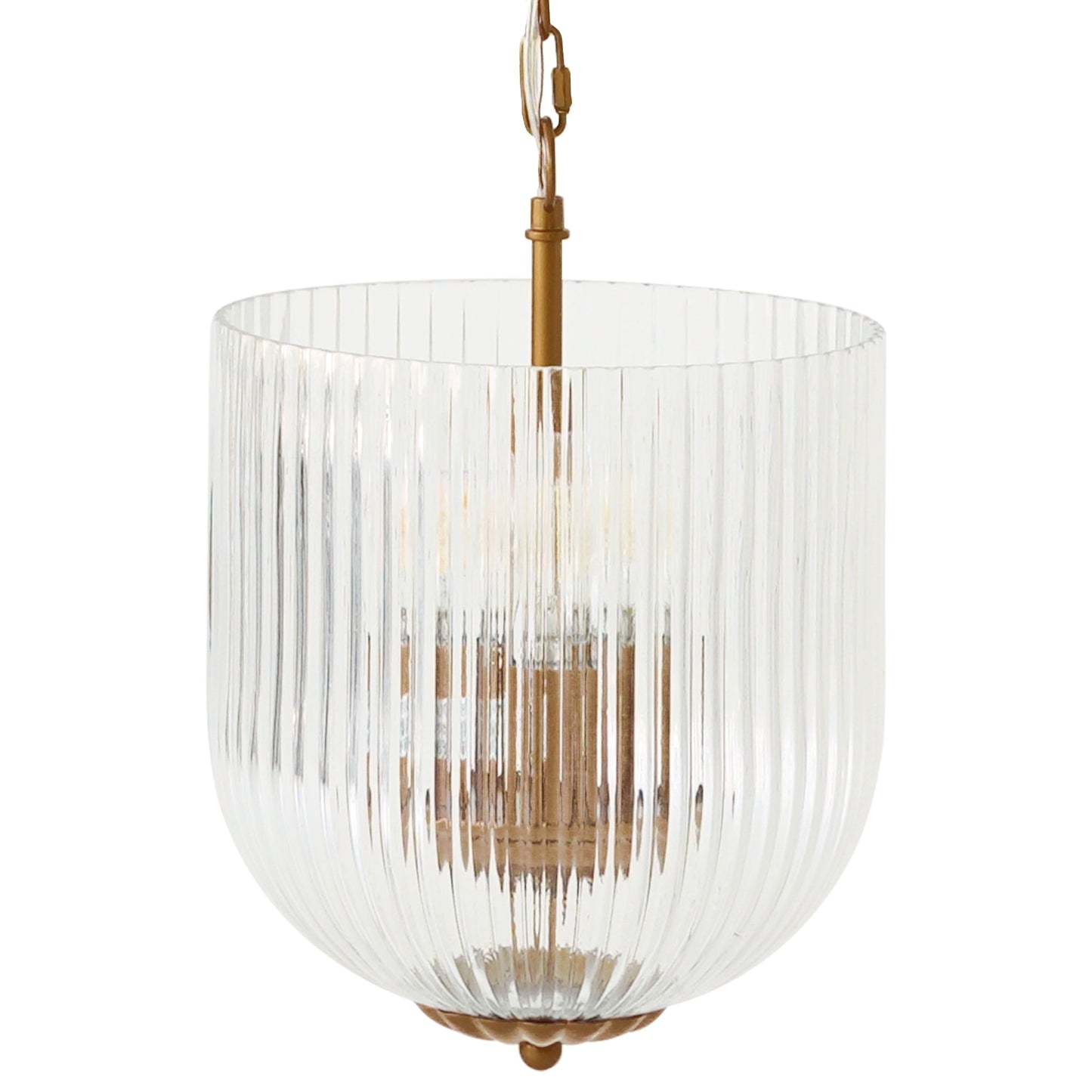 Garnet pendant lamp with coarse white ribbed shade and gold hardware on Tampa Home & Garden Store