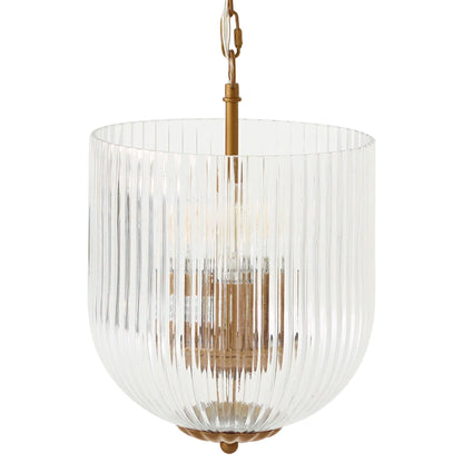 Garnet pendant lamp with coarse white ribbed shade and gold hardware on Tampa Home & Garden Store