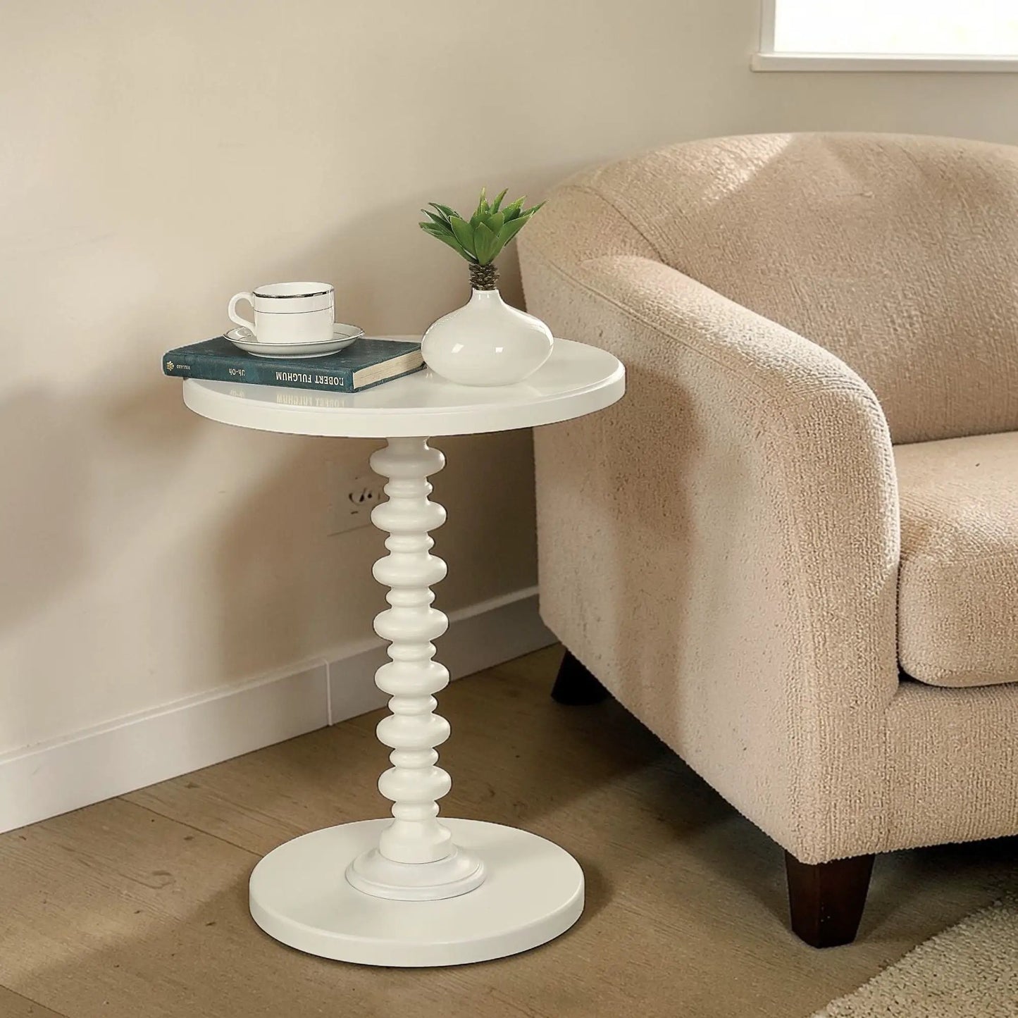 Acton Round Accent Table with Pedestal Base