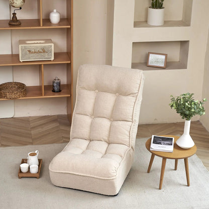 Reclining Japanese Chair Lazy Sofa beige fabric adjustable back Unique Piece Furniture on Tampa Home & Garden Store