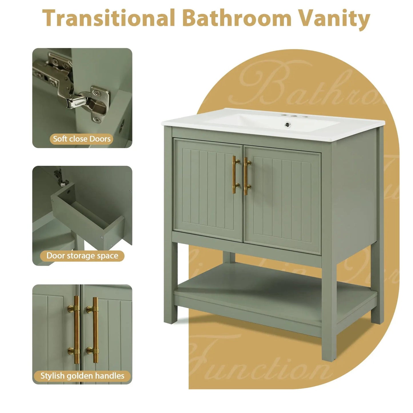 Elegant Vanity with Ceramic Sink and Storage