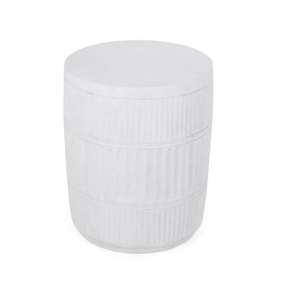 Antique White Patio End Table and Concrete Base