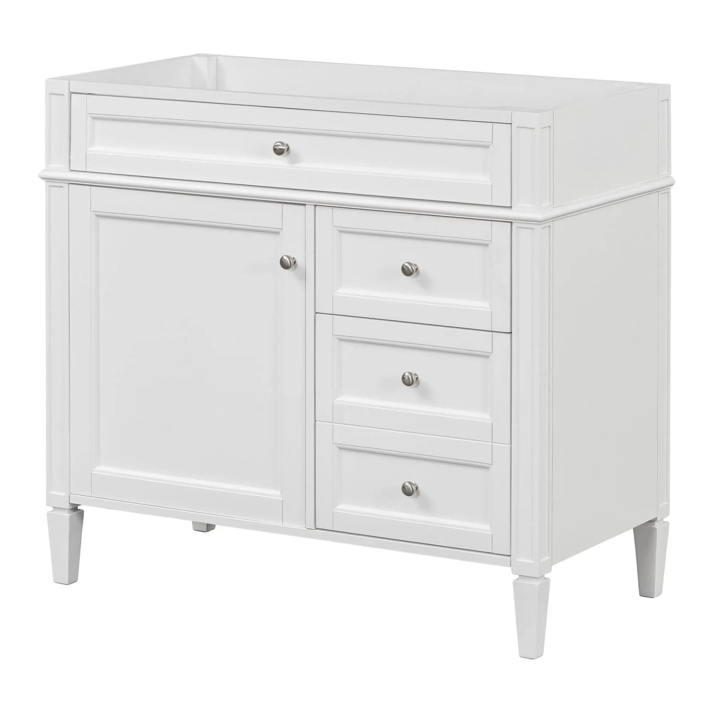 Bathroom vanity base with 2 drawers and tip-out drawer, white finish by Unique Piece Furniture on Tampa Home & Garden Store