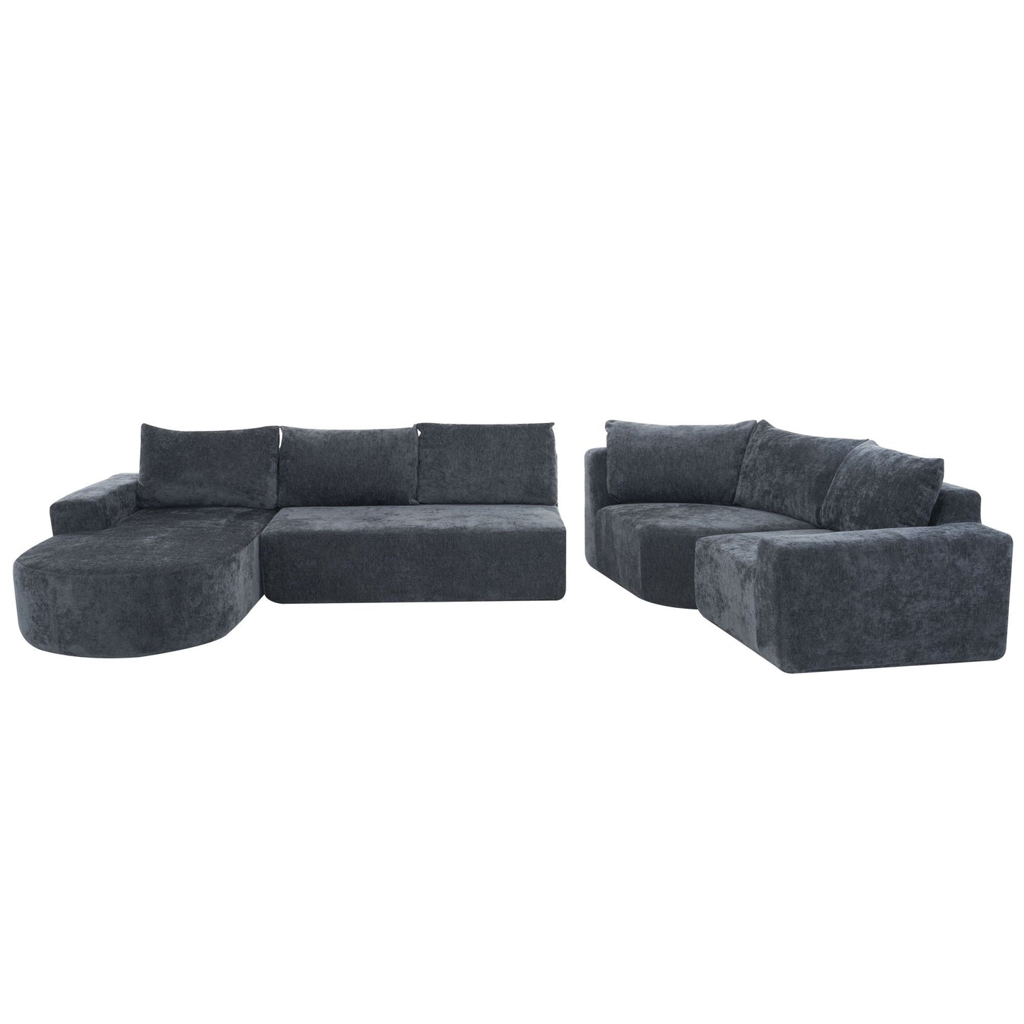 Modular cloud sectional sofa set with dark gray velvet upholstery, U-shaped three-module layout on Tampa Home & Garden Store
