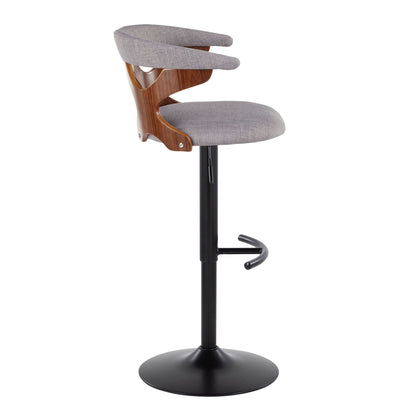 Barstool set of 2 by HouseOfZazla with swivel gray fabric seat and wooden back on Tampa Home & Garden Store