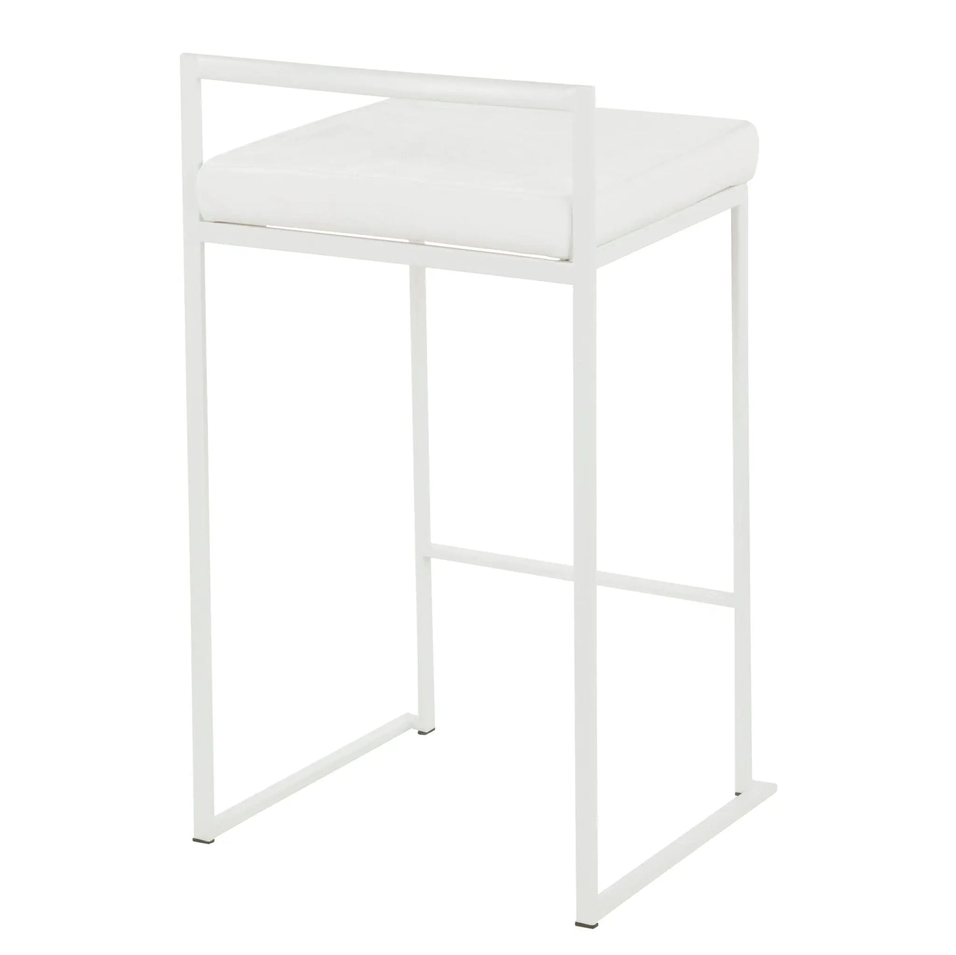 Fuji contemporary stackable counter stool with white upholstered seat and white metal frame on Tampa Home & Garden Store