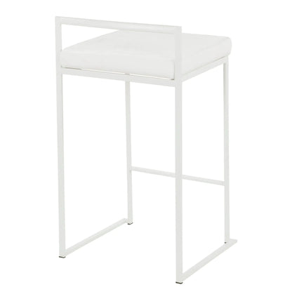 Fuji contemporary stackable counter stool with white upholstered seat and white metal frame on Tampa Home & Garden Store
