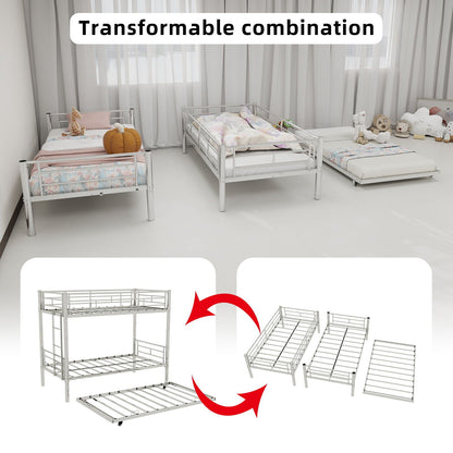 Bunk Bed For Kids, Convertible Frame With Ladders & Guardrail three beds HouseOfZazla on Tampa Home & Garden Store