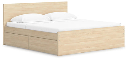Onita Panel Platform Bed in light oak finish with integrated under-bed storage drawers on Tampa Home & Garden Store