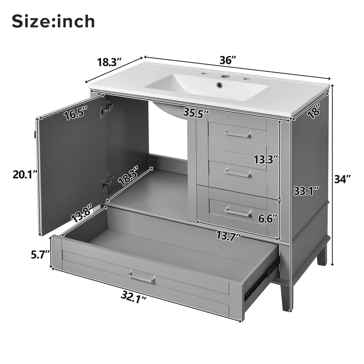 Traditional Bathroom Vanity With Soft Close Doors