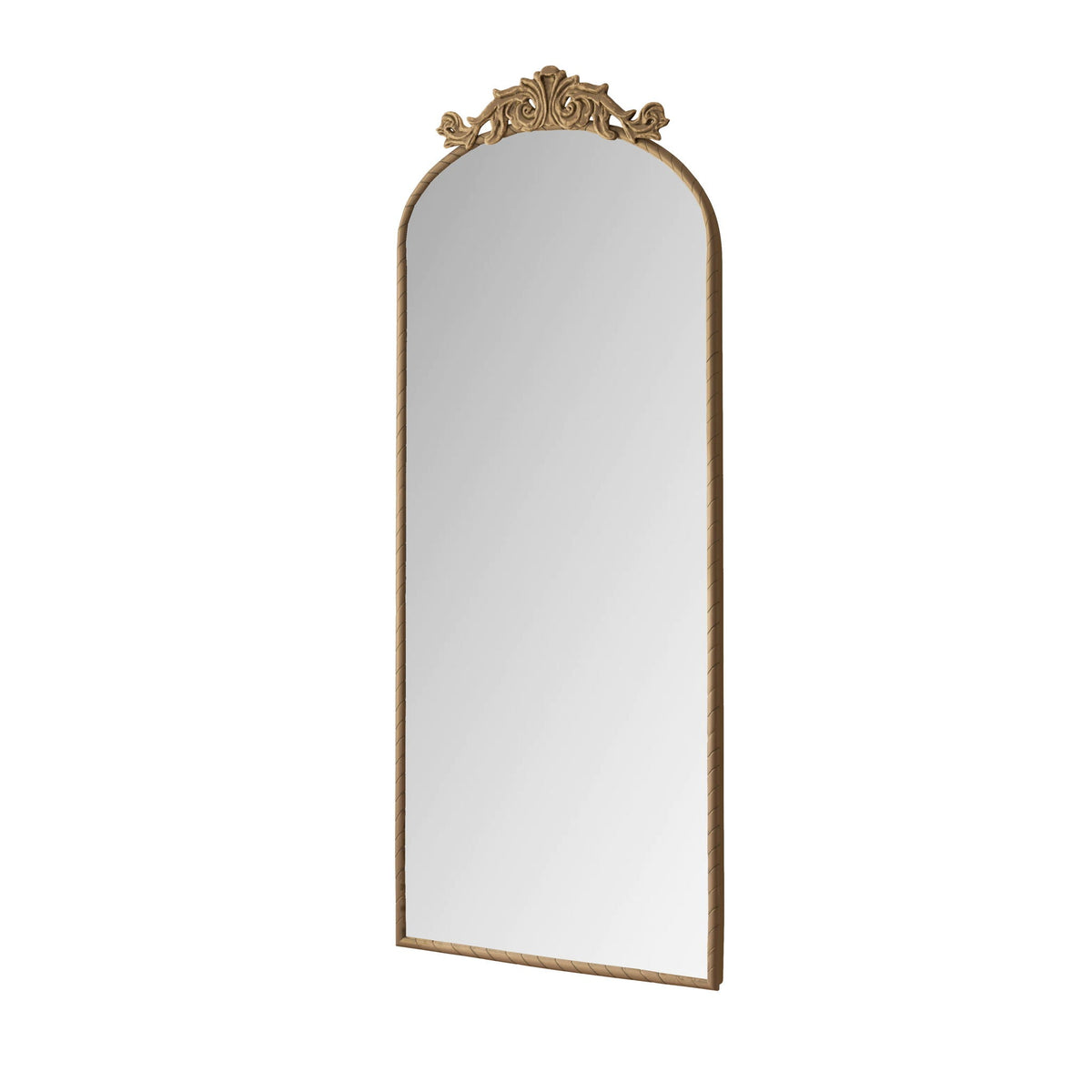 Vintage arched full-body mirror with bronze or pearl-silver carved applique and braided frame on Tampa Home & Garden Store
