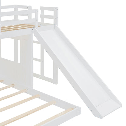 Loft bunk bed white wood with slide and top guardrails by HouseOfZazla on Tampa Home & Garden Store