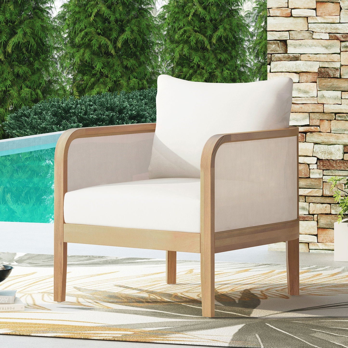 Durable Acacia Wood and Outdoor Patio Club Chair