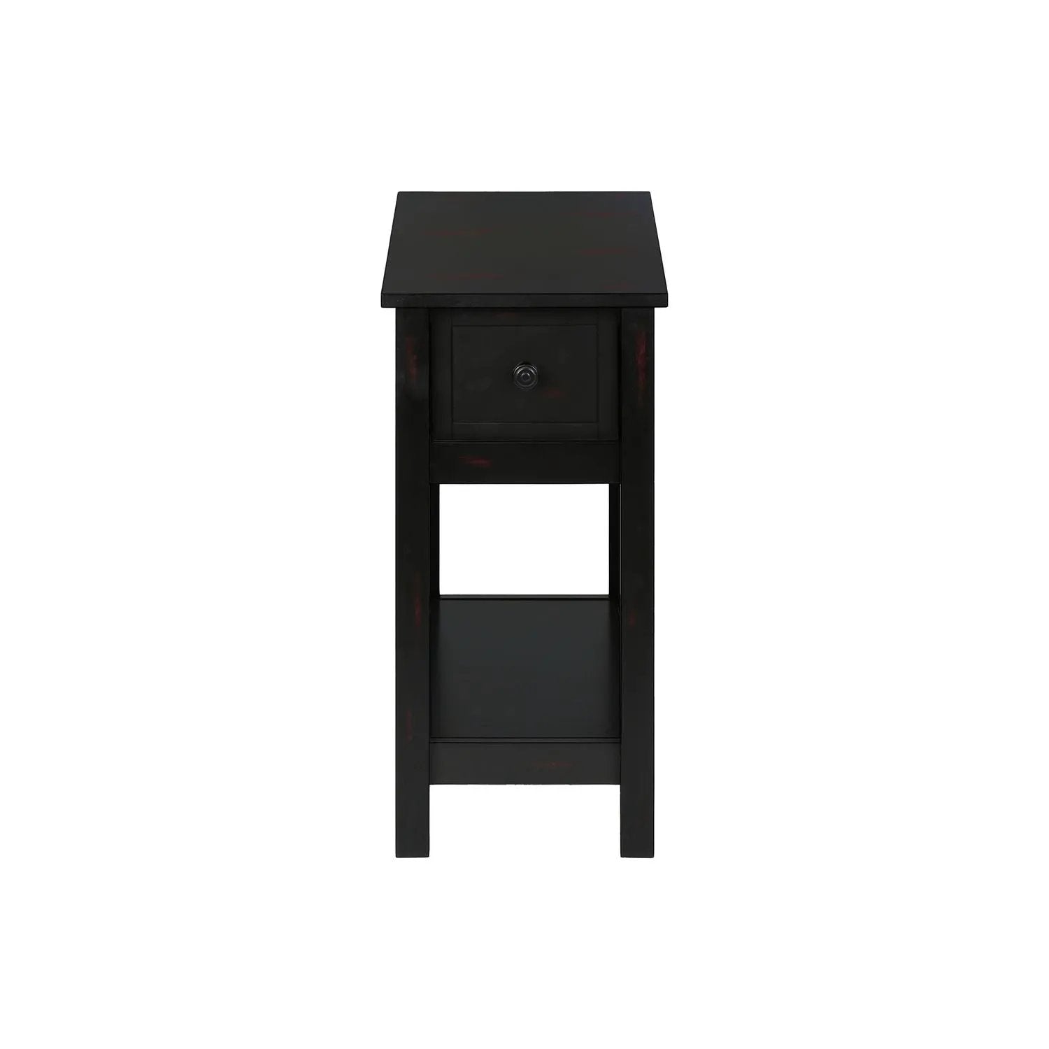 Accent end table, narrow 2-tier with drawer and lower shelf, black finish on Tampa Home & Garden Store
