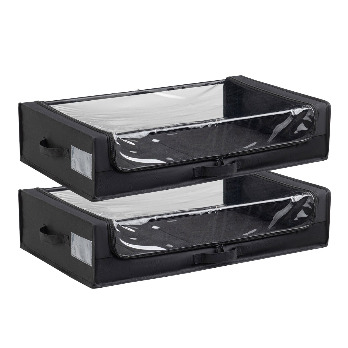 Set of 2 under-bed rolling storage containers, black polyester, HouseOfZazla on Tampa Home & Garden Store