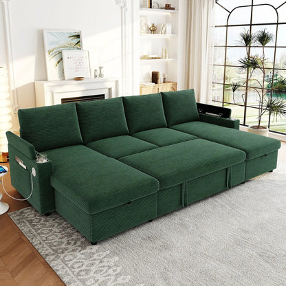 U Shaped Sectional Sofa Bed with Storage Chaise